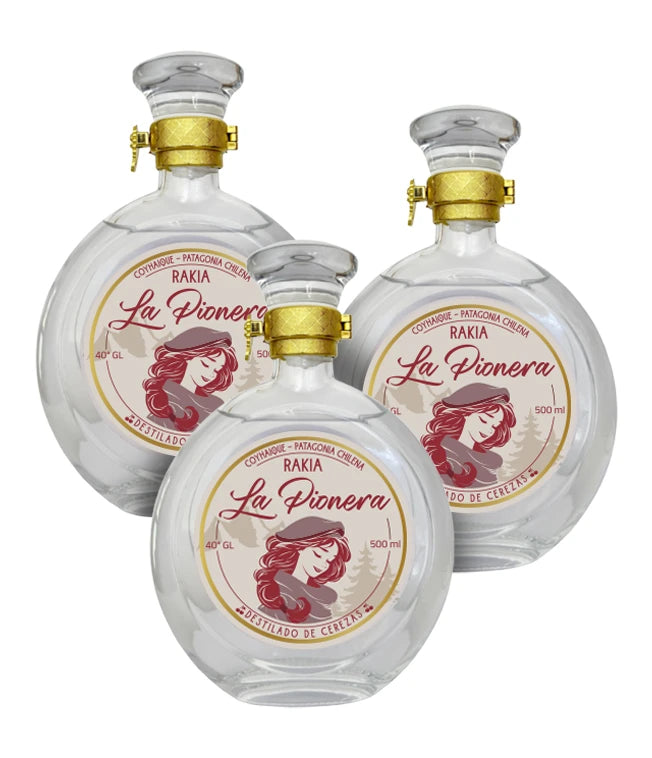 3 Botellas Rakia Destilado de Cerezas La Pionera 500ml