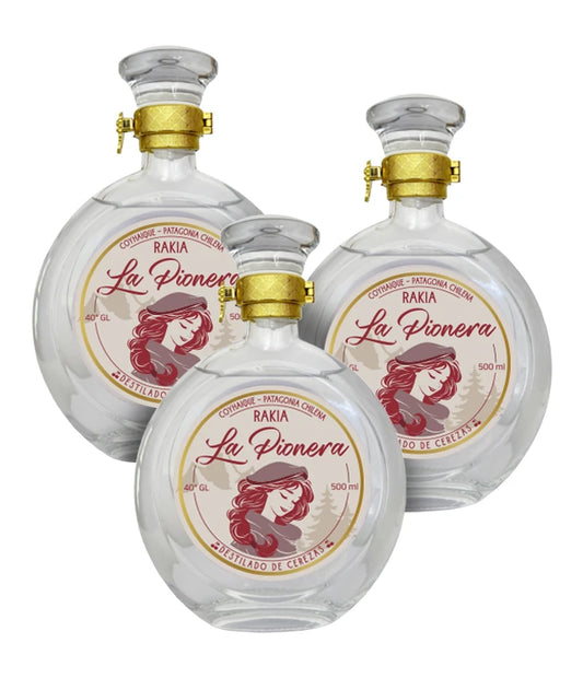 3 Botellas Rakia Destilado de Cerezas La Pionera 500ml